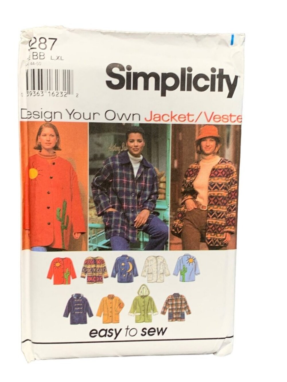 Simplicity 9287 Design Your Own Jacket Vest Pattern Size L XL Uncut